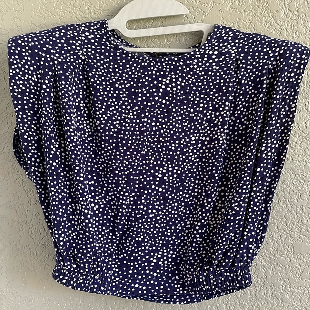 CLOSET CLOSING Express crop top, shoulder pads & keyhole back elastic waist  XS